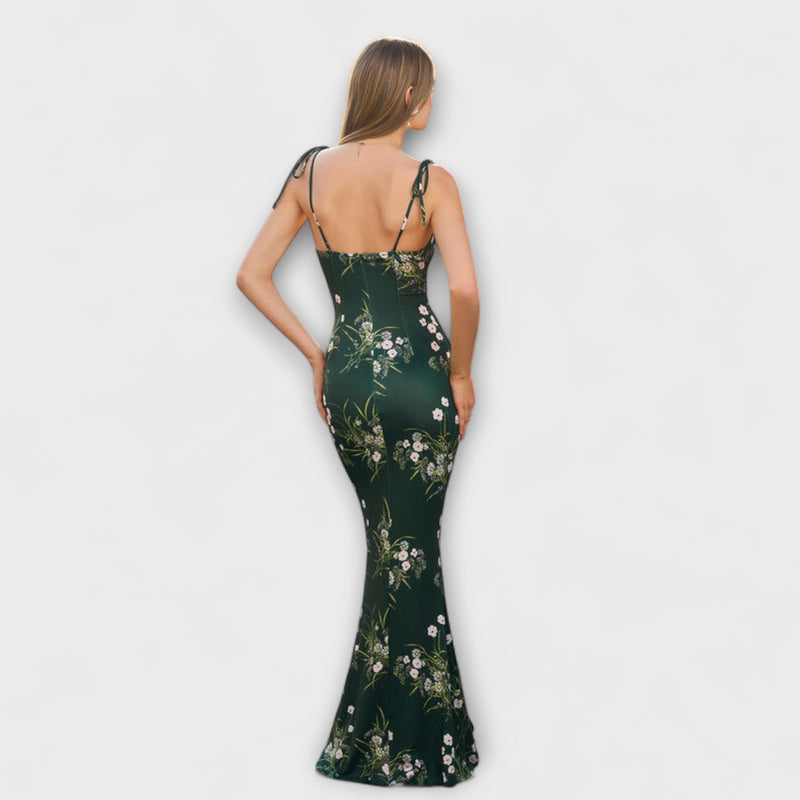 Thalia - Floral Print Prom Dress met Geknoopte Schouderbanden