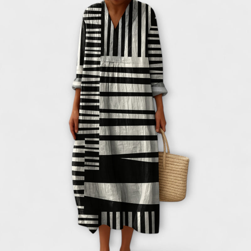 Bethany - Monochrome Maxi Jurk