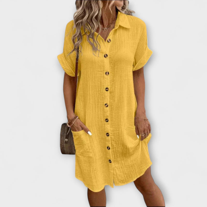 Hailey - Vrouwen Vintage Katoen Linnen Shirtjurk