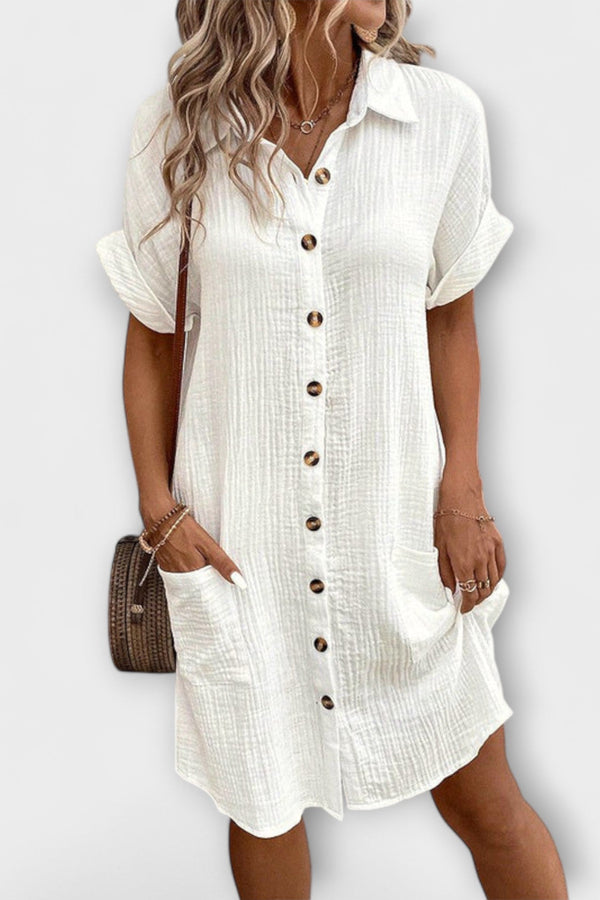 Hailey - Vrouwen Vintage Katoen Linnen Shirtjurk