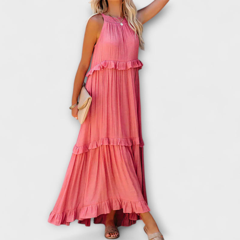 Delilah - Chique Halter Neck Jurk met Rimpelrand
