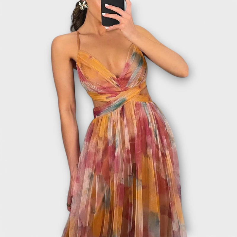 Annai Mesh Maxi Jurk - Elegant en Figuuraccentuerend