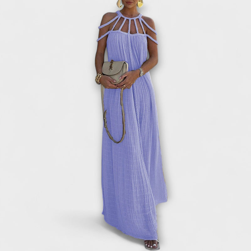 Briar - Chic Maxi-jurk Gemaakt van Linnenmix met Gedrapeerde Bandjes