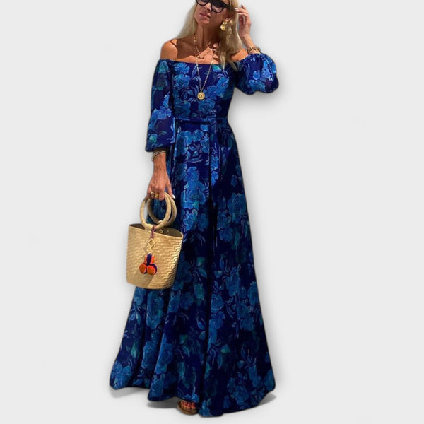 Juniper - Bloemige Off-Shoulder Smocked Maxi Jurk voor Vakantie