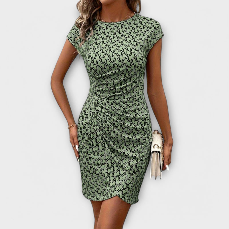 Emma - Korte Mouwen Tulp Jurk met Allover Print