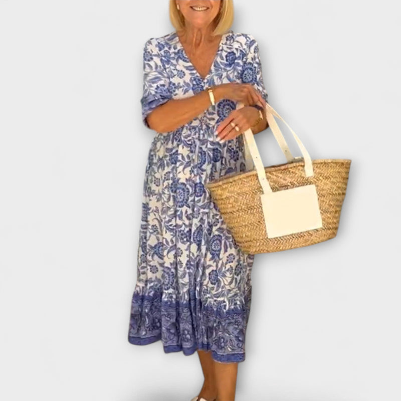 Luna - Chic Bloemen V-Hals Jurk