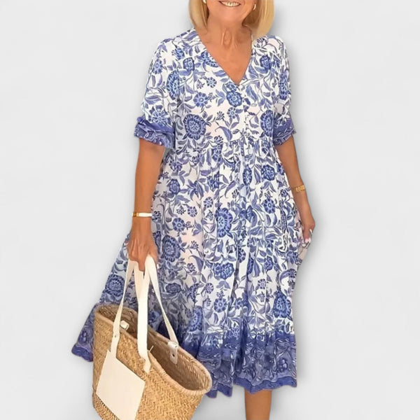 Luna - Chic Bloemen V-Hals Jurk