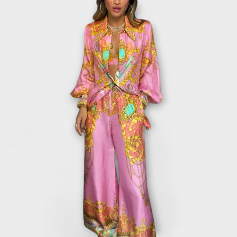 Sage - Mermaids Relaxed Shirt en Elastische Taille Broek Set