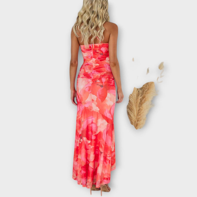 Pia - Maxi Jurk met Asymmetrische Ruching
