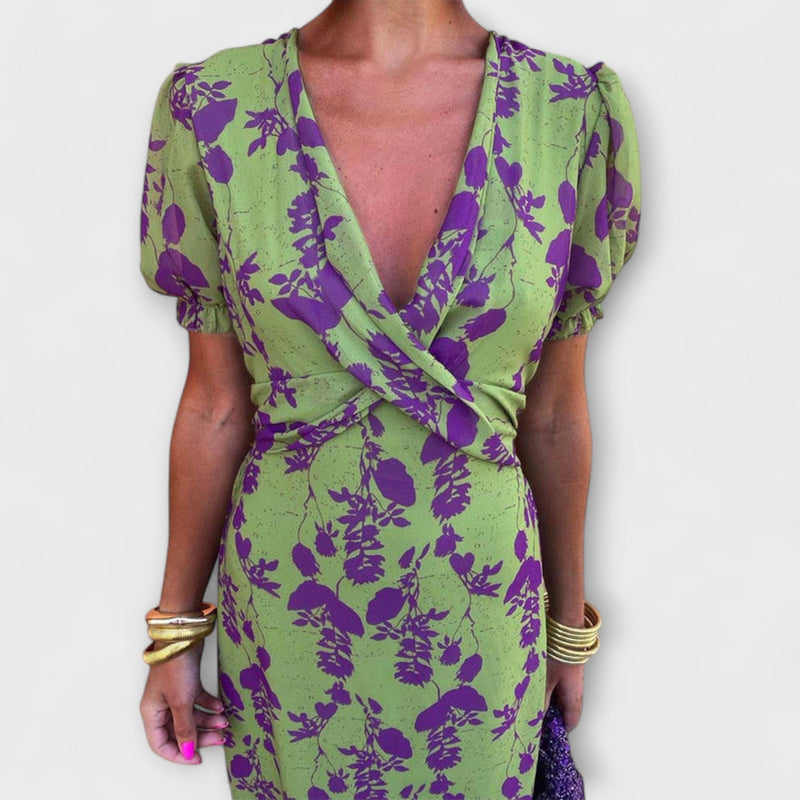 Della - Vrouwen Bohemian Bloemenprint Plissé Jurk