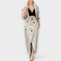 Lyra - Elegante Midi Rok Jas met Zakken