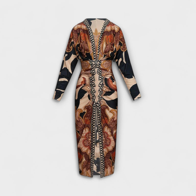 Cleo - Unieke Dolman Midi Jurk met Braziliaanse Print