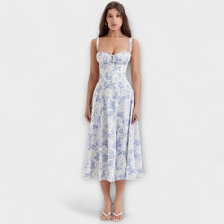 Zipporas - Op maat gemaakt Bustier Jurk met Moderne Lente Bloemenprint