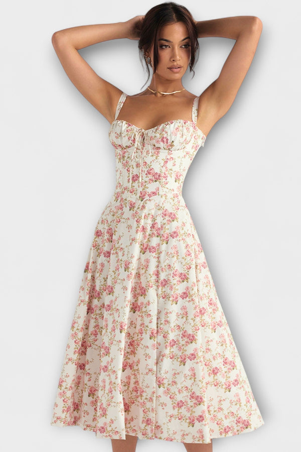 Zipporas - Op maat gemaakte Bustier Jurk met Modern Lente Bloemenpatroon