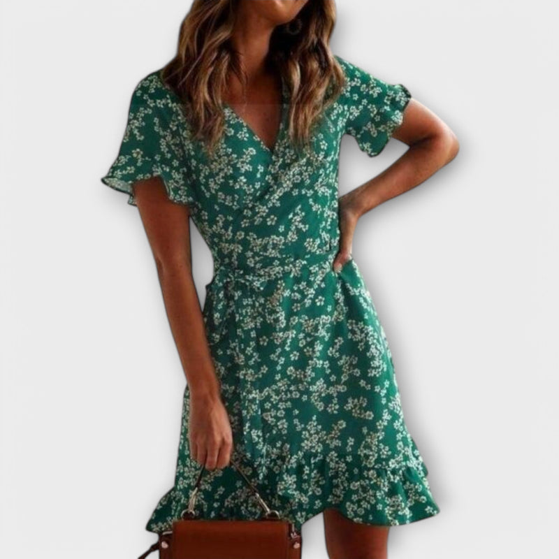 Nilsine - Korte Boho Jurk in Groen