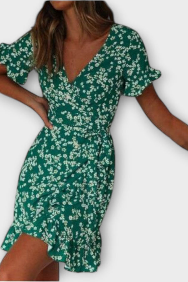 Korte Boho Jurk in Groen