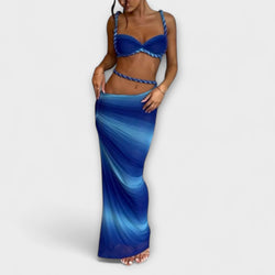 Jane - Stijlvolle Gradient Vlecht Crop Top & Overskirt Duo