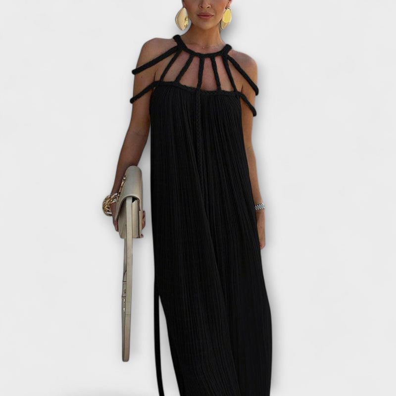 Briar - Chic Maxi-jurk Gemaakt van Linnenmix met Gedrapeerde Bandjes