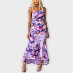Pia - Maxi Jurk met Asymmetrische Ruching