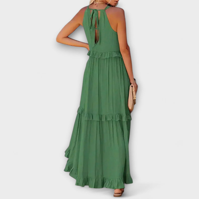 Delilah - Chique Halter Neck Jurk met Rimpelrand