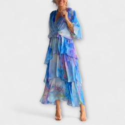 Nysa - Gelaagde Chiffon Jurk met Lente Bloemenprint