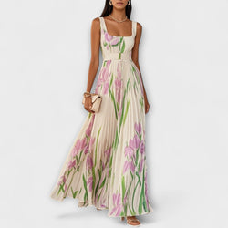 Vouwbare Bloemen Chiffon Maxi Jurk