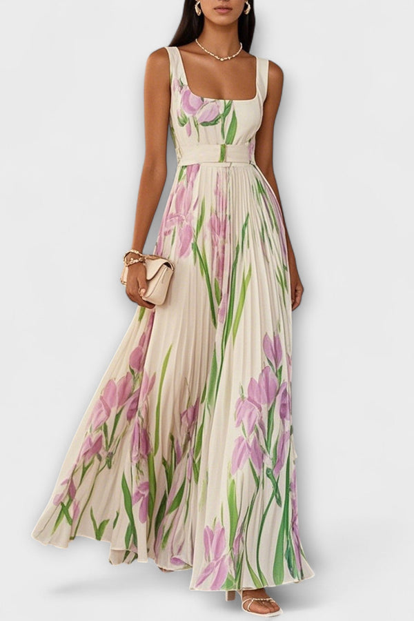 Vouwbare Bloemen Chiffon Maxi Jurk