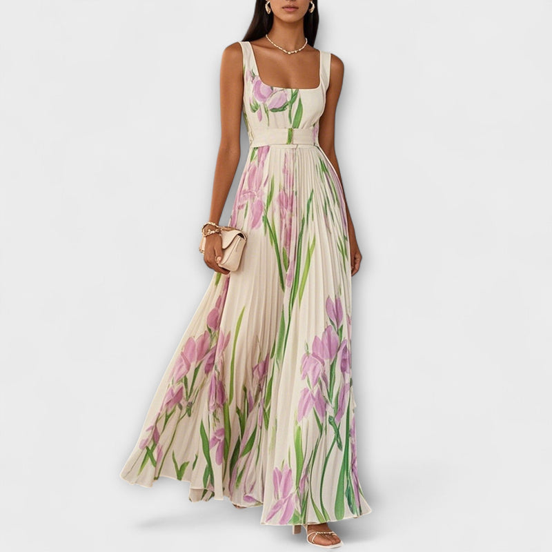 Vouwbare Bloemen Chiffon Maxi Jurk