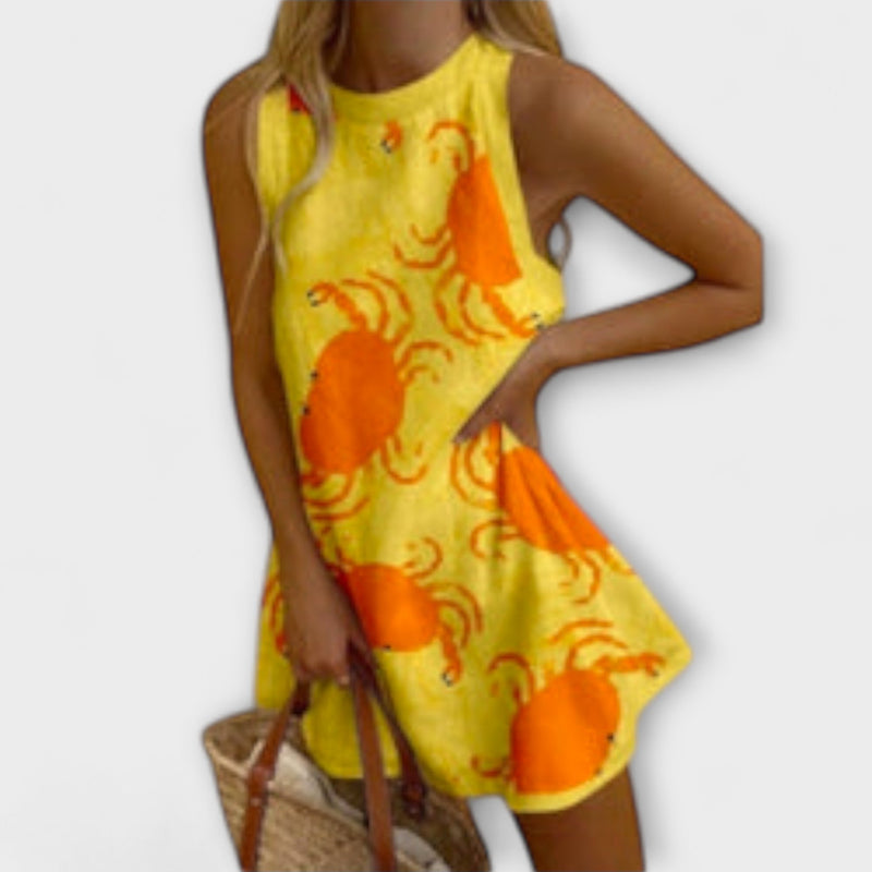 Orvienne - Elegante Kreeftenprint Mini Jurk