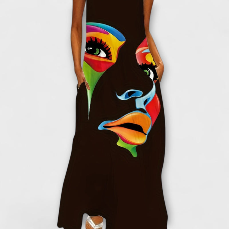 Honor - Stijlvolle Maxi Jurk met Chique Maskerprint