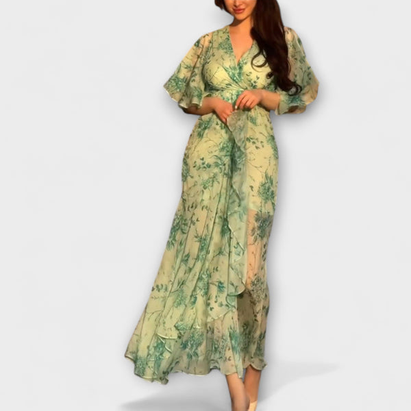 Lana - Stijlvolle Bloemen V-Hals Jurk