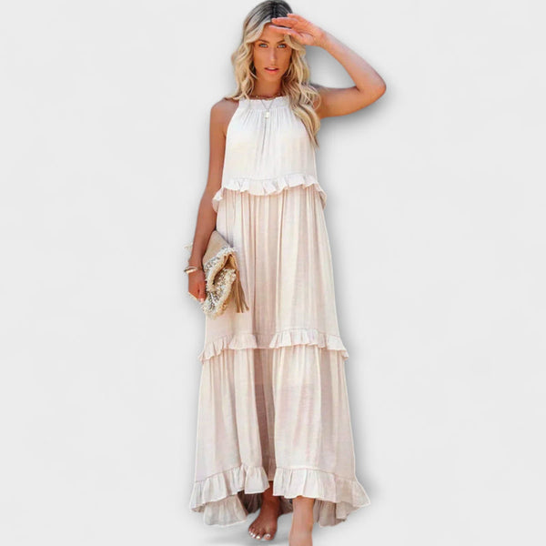 Delilah - Chique Halter Neck Jurk met Rimpelrand