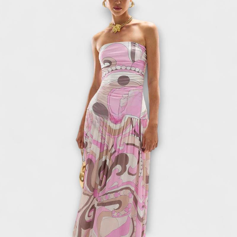Tatum - Prachtige Pastel Off-Shoulder Maxi Jurk