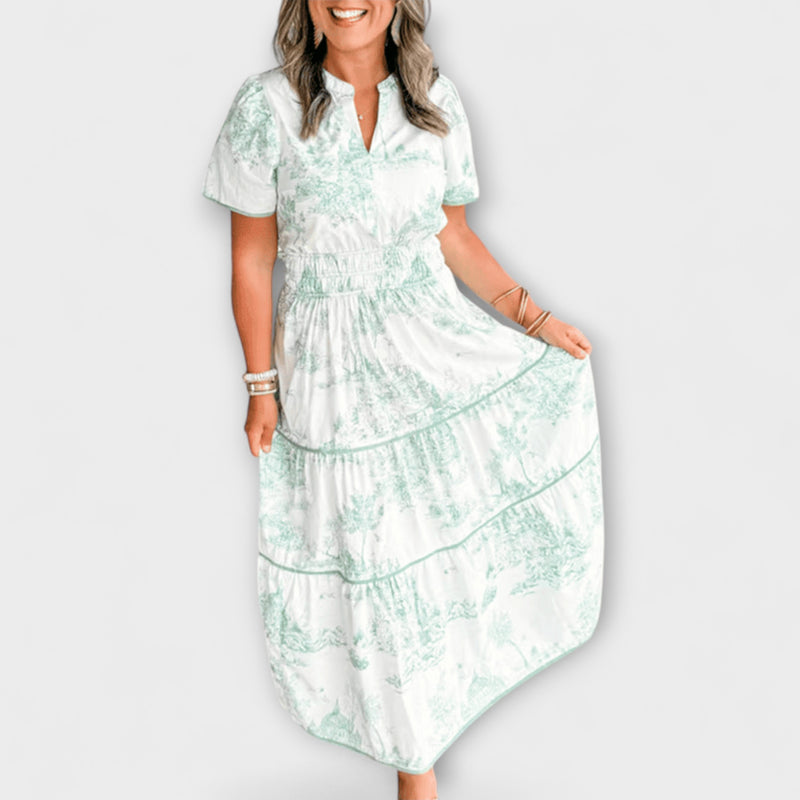 Solene - Bohemian V-Hals Bloemen Maxi Jurk