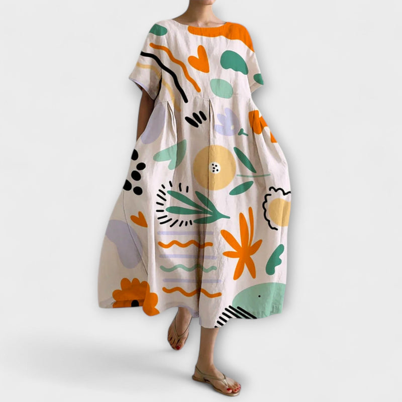 MILENA - Lichtgewicht Kleurrijke Maxi Jurk