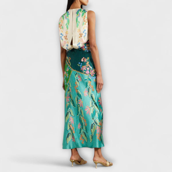 Aisling - Elegante Gedraaide Drapé Bloemen Maxi Jurk
