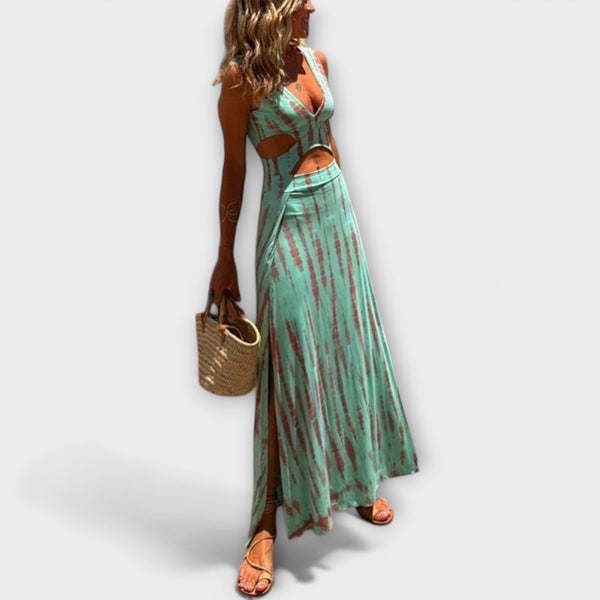 Ella - Eleanor Tie-Dye Cutout Schlitz Stretch Jurk
