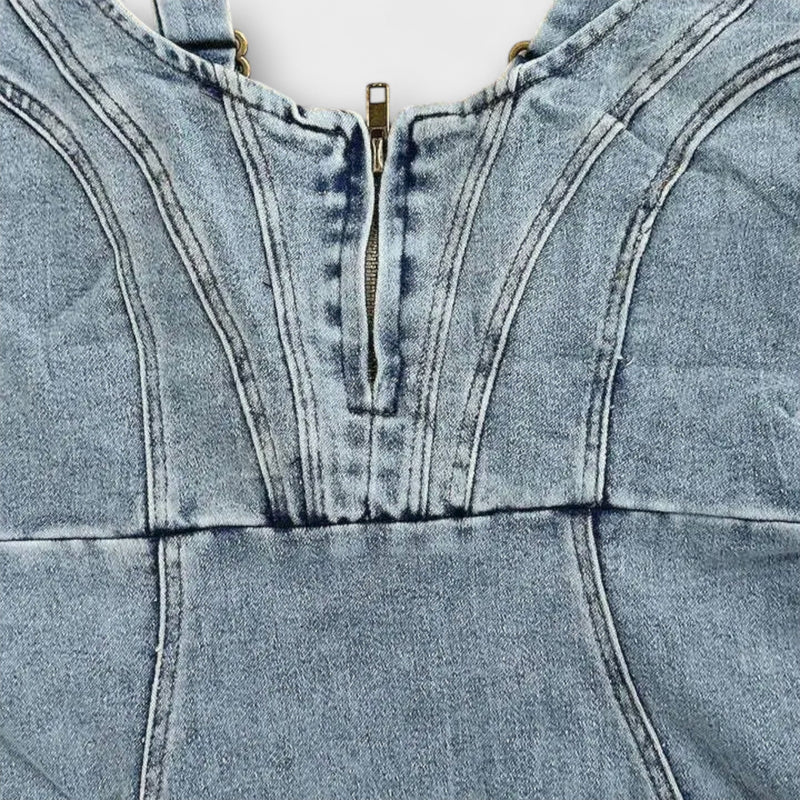 Anna - Denim Jurk met Verstelbare Bandjes