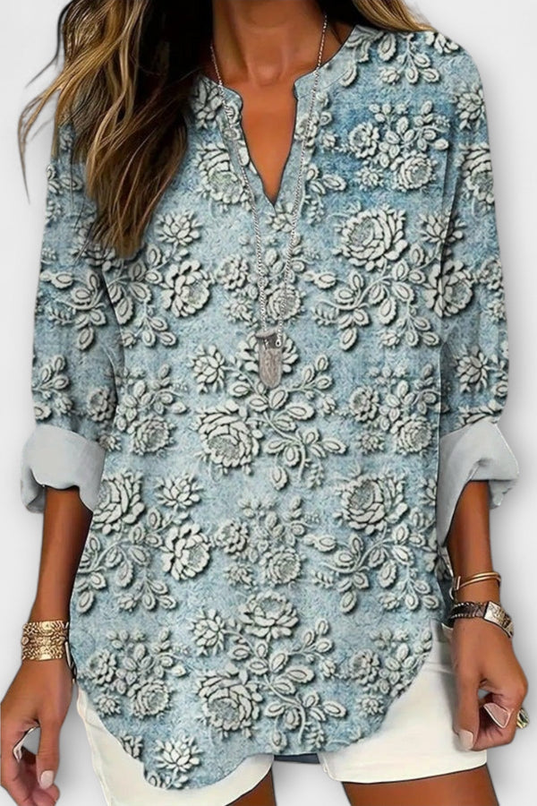 Alexa - Twilight Blossom Blauwe Blouse
