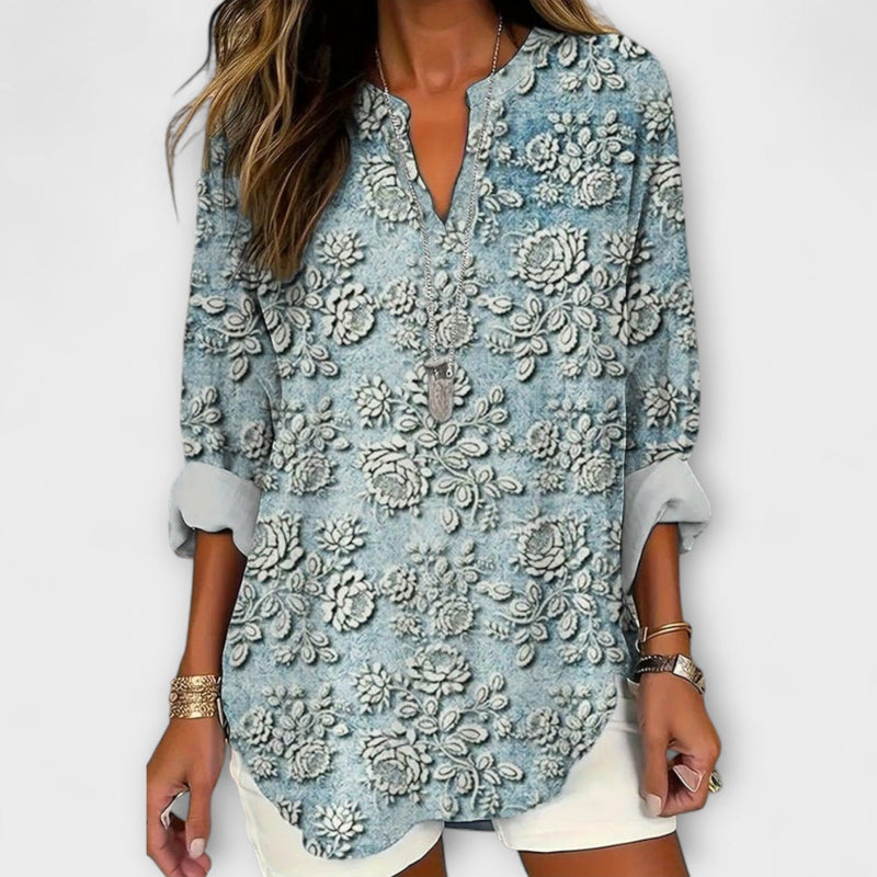 Alexa - Twilight Blossom Blauwe Blouse