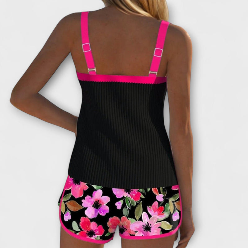 Birgitt – Black Floral Print Tankini