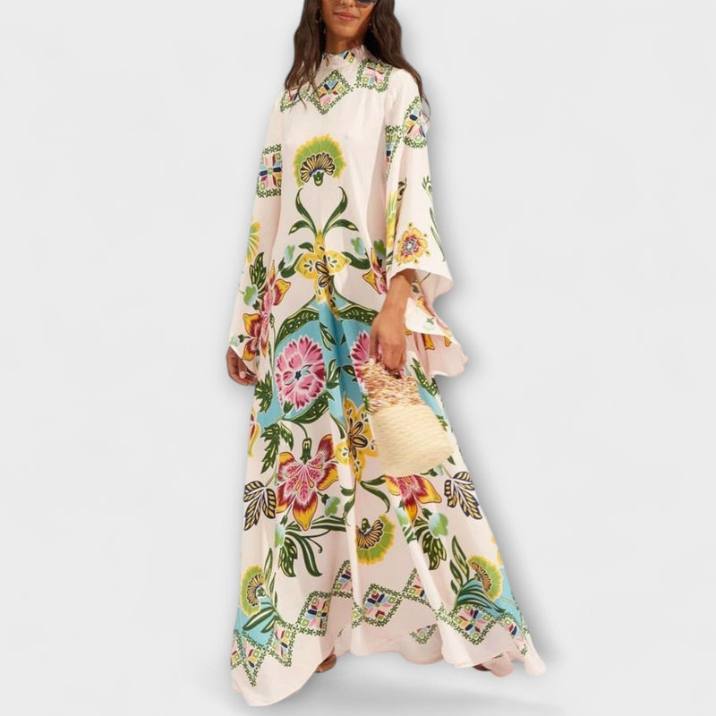 Lisa - Elegante Maxi-jurk met Bloemenprint en Vloeiende Ontwerp