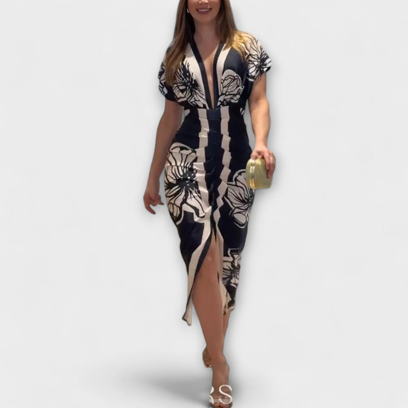 Cleo - Unieke Dolman Midi Jurk met Braziliaanse Print