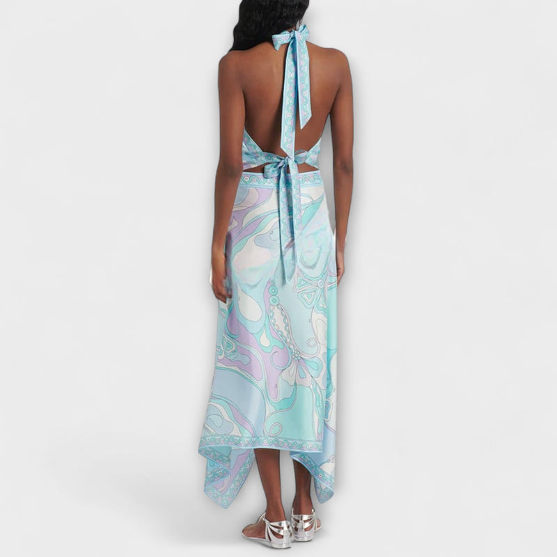 Everly - Haltertop en Asymmetrische Midi Rok Set