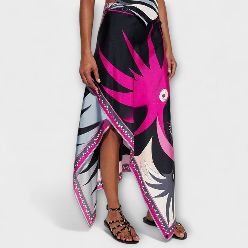 Everly - Haltertop en Asymmetrische Midi Rok Set