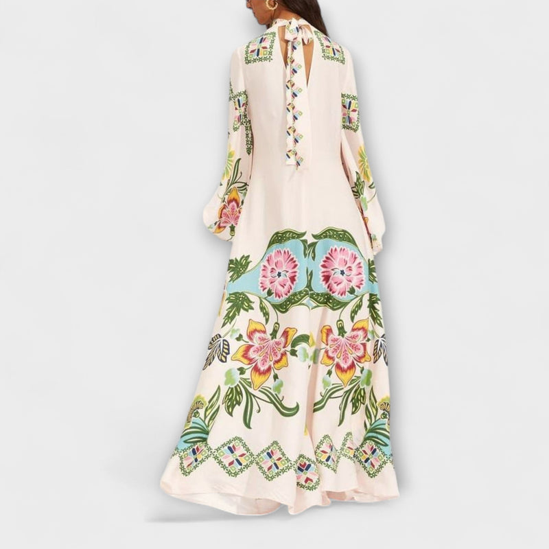 Lisa - Elegante Maxi-jurk met Bloemenprint en Vloeiende Ontwerp