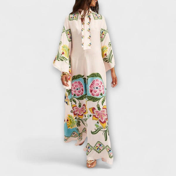 Lisa - Elegante Maxi-jurk met Bloemenprint en Vloeiende Ontwerp