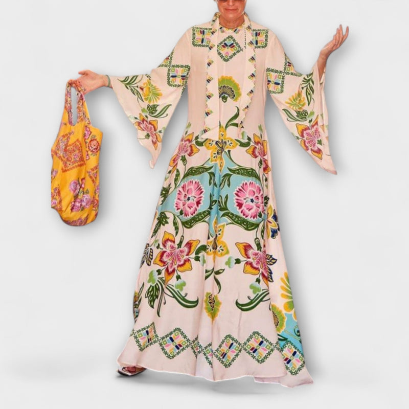 Lisa - Elegante Maxi-jurk met Bloemenprint en Vloeiende Ontwerp