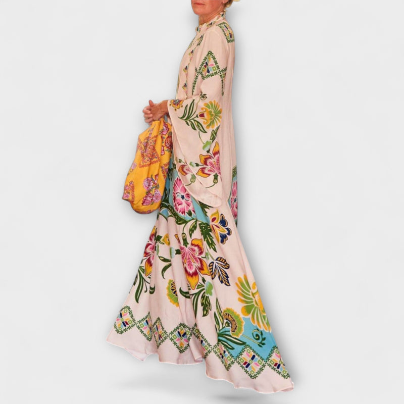 Lisa - Elegante Maxi Jurk met Bloemenprint en Vloeiende Ontwerp