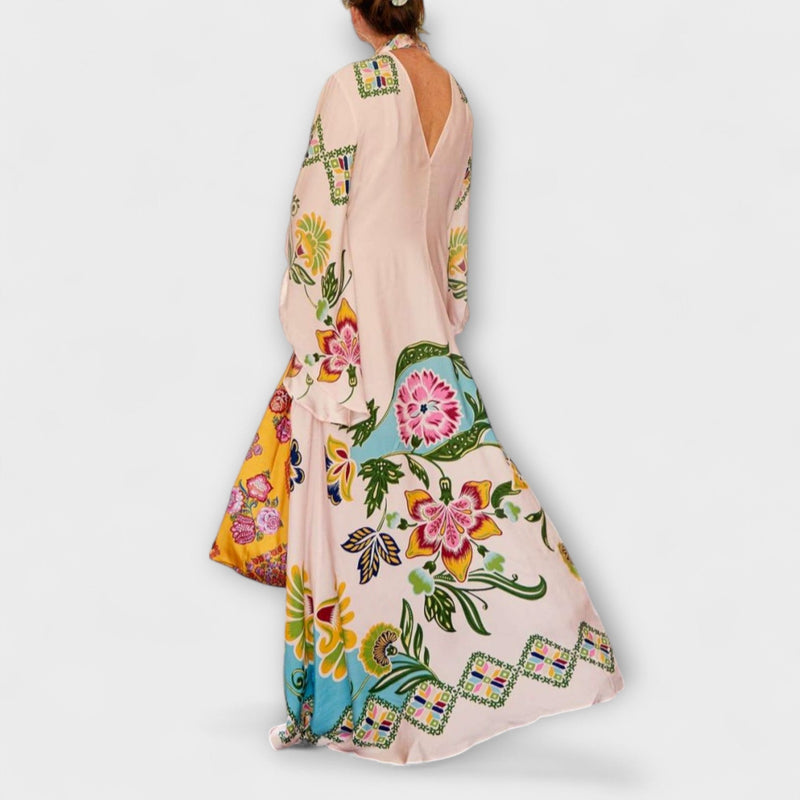 Lisa - Elegante Maxi-jurk met Bloemenprint en Vloeiende Ontwerp